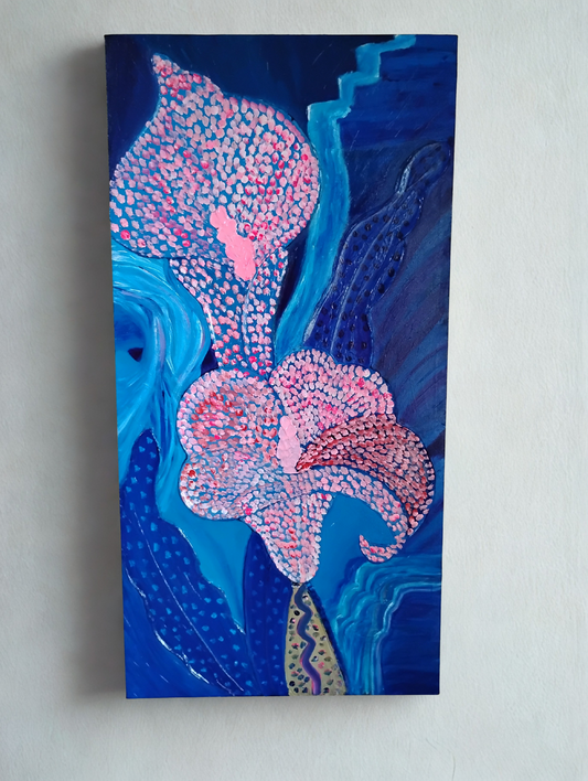Luminous Bloom- Abstract Acrylic & Gouache Painting 39.25×19.75