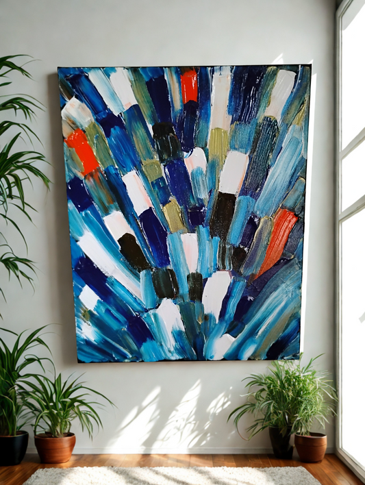 Wet Peacock – Abstract Textured Acrylic Painting on Canvas | 16x20 Modern Impasto