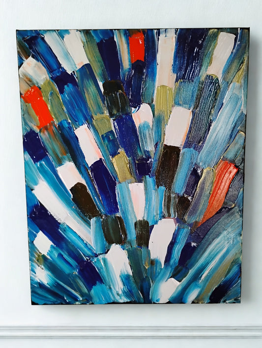 Wet Peacock – Abstract Textured Acrylic Painting on Canvas | 16x20 Modern Impasto